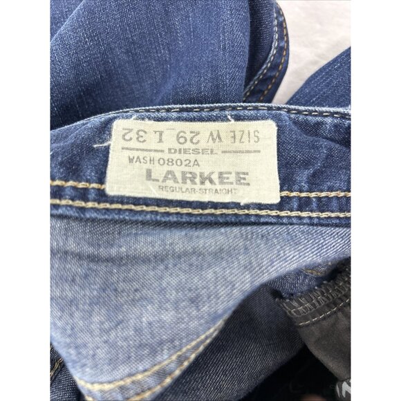 Diesel Jeans Larkee Straight Button Fly Blue Men's 29 X 32 Dark Wash Denim - Picture 13 of 16